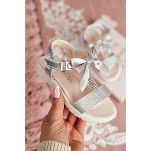 Child's Sandals For Girls With Bur Silver Bella