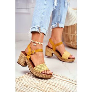 Sandals On A Braided Platform Yellow Fobi