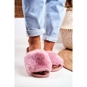 Women's Slides With Fur Pink Sensitive