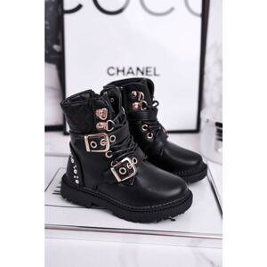 Children's Boots Warm With Fur Black Dolly