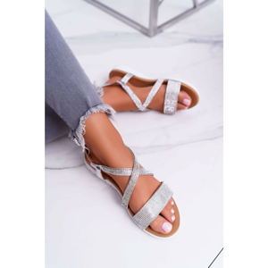 Women's Sandals Lu Boo With Zircons 406-5 Silver Stella