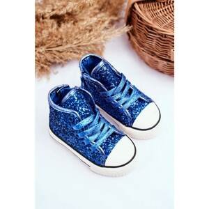Children's Sneakers High Shiny Blue Ally