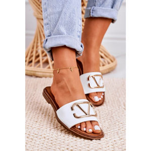 Women's Classic Leather Slippers White Evie