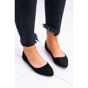 Delicate Pointed Toe Ballerinas Suede Black Dermeno