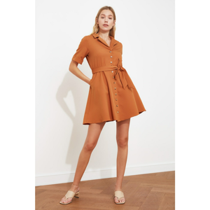 Trendyol Camel Belt Shirt Dress