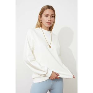 Trendyol Ekru Upright Collar Basic Knitted Sweatshirt