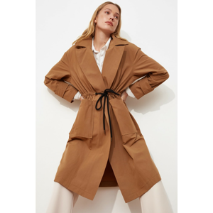 Trendyol Camel Waist-Tied Water Pusher Featured Oversize Trençkot