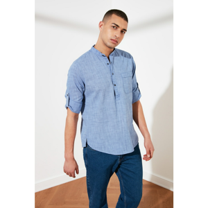 Trendyol Indigo Men's Slim Fit Apolet Dominating Collar Shirt