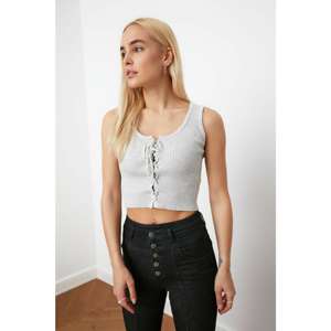 Trendyol Crop Knitwear Blouse WITH Gray Binding Detail