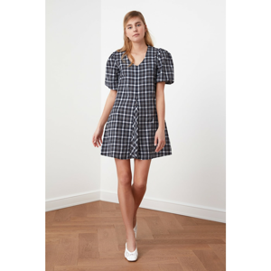 Trendyol Multicolored Balloon Sleeve Plaid Dress