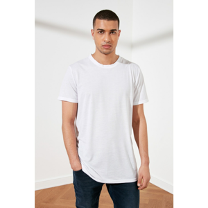 Trendyol White Basic Men's Bike Collar Long Fit Short Sleeve T-Shirt