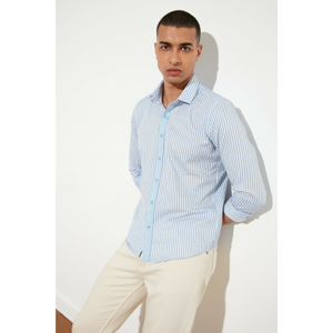 Trendyol Blue Men's Slim Fit Striped Shirt