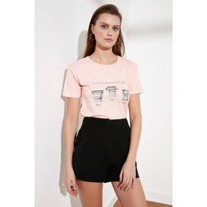 Trendyol Powder Printed Semi-Fitted Knitted T-Shirt
