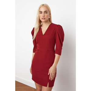 Trendyol Burgundy Collar Detailed Sniped Dress