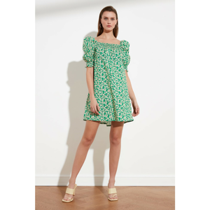 Trendyol Multicolored Balloon Sleeve Gipe Detailed Dress