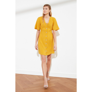 Trendyol Mustard Button Dress