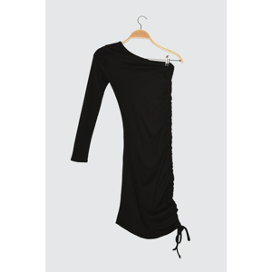 Trendyol Black Single Sleeve Butt Detailed Knitted Dress