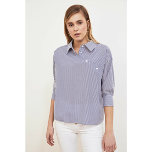 Trendyol Navy Shirt Collar Blouse