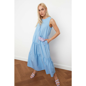 Trendyol Blue Pocket Wide Cut Dress