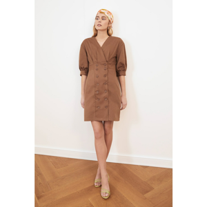 Trendyol Brown Button Dress