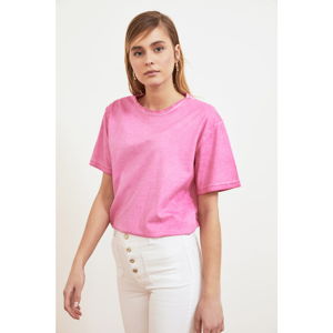 Trendyol Pink WashEd Boyfriend Knitted T-Shirt