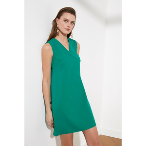 Trendyol Green V-Neck Basic Dress