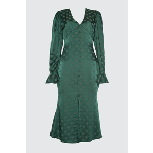 Trendyol Jackar Satin Dress with Emerald Green Pointy