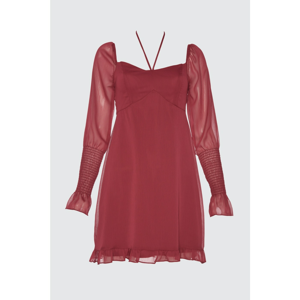 Trendyol Burgundy Collar Detailed Dress