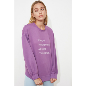 Trendyol Lila Printed Knitted Sweatshirt