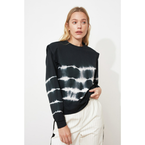Trendyol Black Waist Tie-Dye Pattern Basic Knitted Thin Sweatshirt