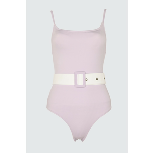 Trendyol Lilac Textured Belt Detailed Swimsuit