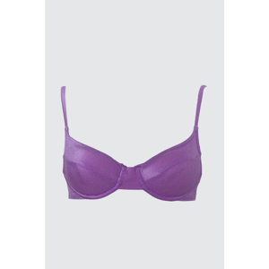 Trendyol Purple Textured Balen Bikini Top
