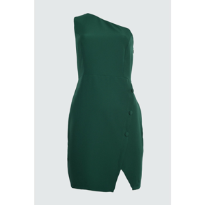 Trendyol Anvelop Dress with Emerald Green Button Detail