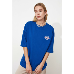 Trendyol Saks Printed Oversize Knitted T-Shirt