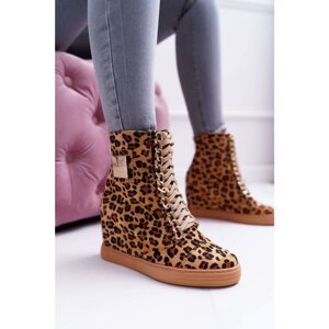 Women’s Wedge Sneakers Lu Boo Gold Chains Suede Leopard  Monica