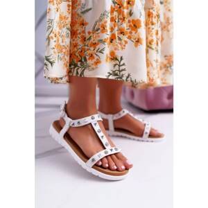 Women's Sandals Lu Boo With brads White Mariachi