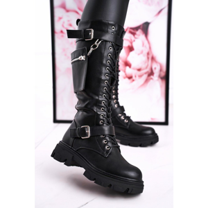 Women's Insulated High Boots with Detachable Purse Black Brooklyn