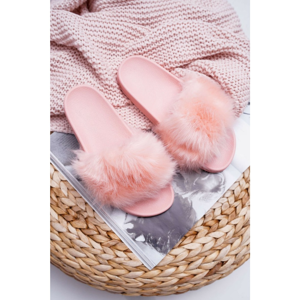 Women's Slides With Fur Light Pink Fur