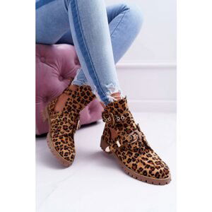 Women's Lu Boo Ankle Boots Suede Cutout Leopard Rock Girl