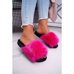 Women's Slides With Fur Fuchsia NiceFur