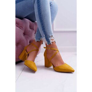 Women's Pumps On Heel Suede Yellow Cosmo