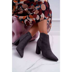 Women’s Boots On High Heel With Rivet Grey Snack