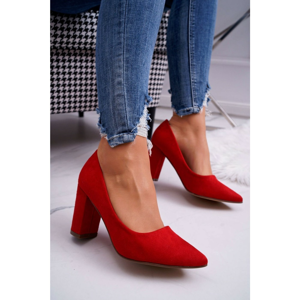 Women's Pumps On Heel Suede Red Florena