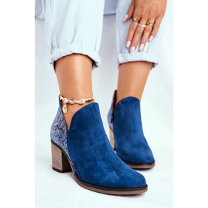 Women’s Leather Boots On Block Heel Maciejka Navy Blue 04492-17