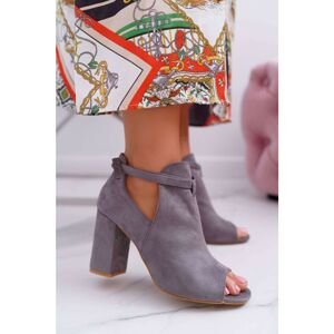 Women’s Boots Grey Sandals On a Heel Peep Toe Grays