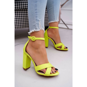 Women's Sandals On High Heel Fluo Yellow Telmen