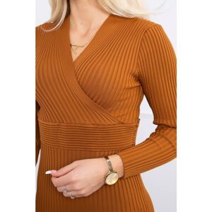 Sweater - Dress with camel neckline in V
