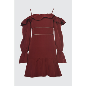 Trendyol Burgundy Collar Detailed Dress