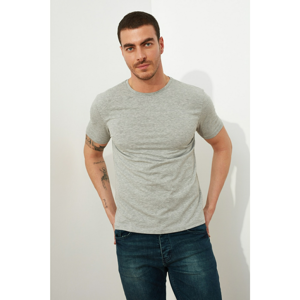 Trendyol Gray Basic Men's Muscle Fit Bike Collar Short Sleeve T-Shirt