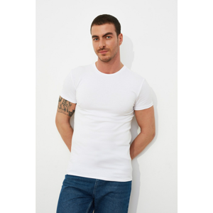 Trendyol White Basic Men's Muscle Fit Bike Collar Short Sleeve T-Shirt